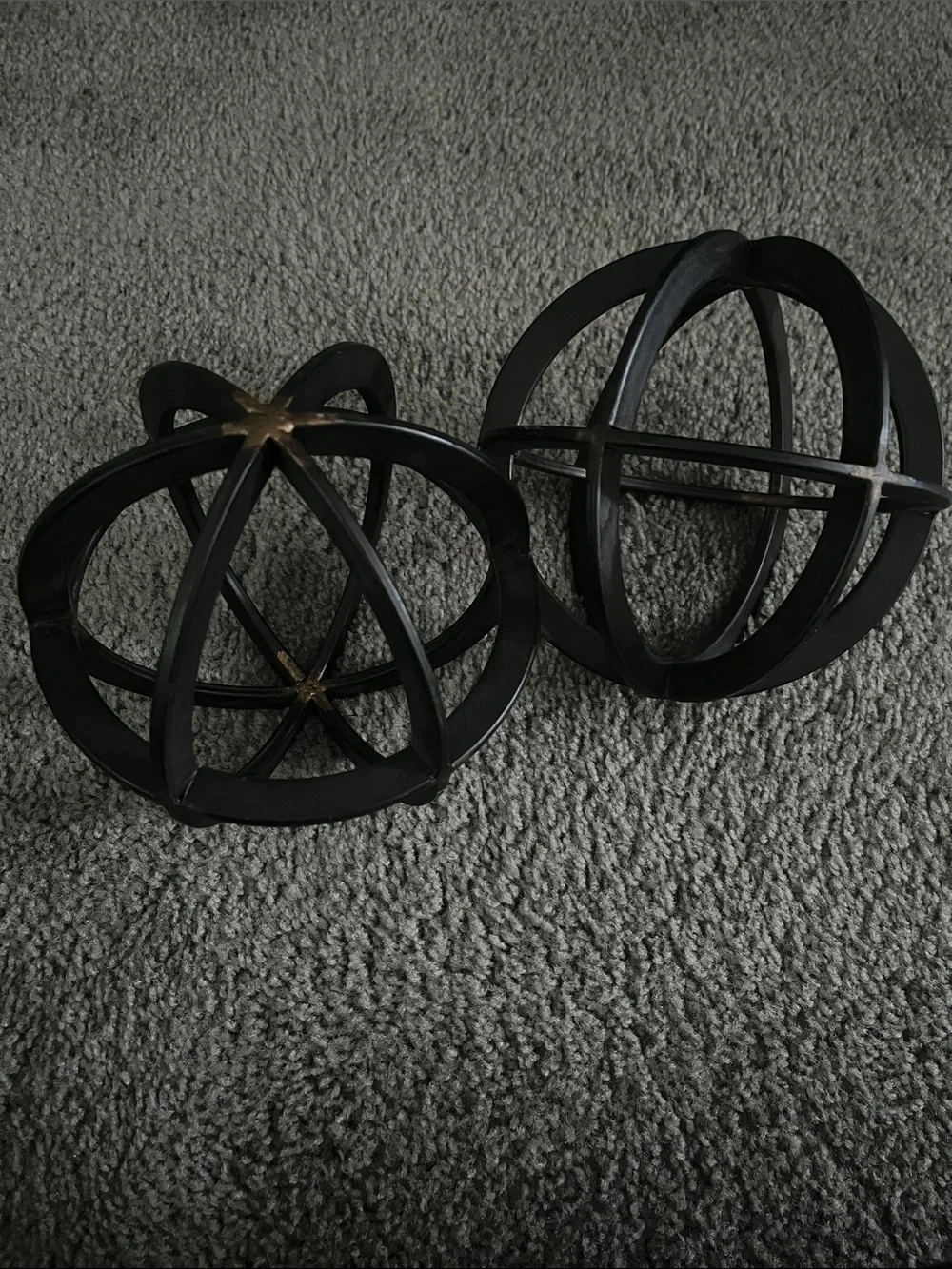 Decorative Iron Orb Wall Sculptures — Black Set of 2